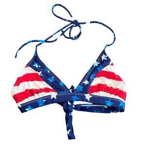 Catalina Women's Size Small American Flag July 4th Halter Tie Bikini Swim Top